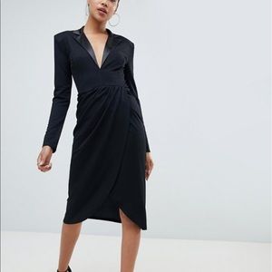 tuxedo midi dress with sleeves